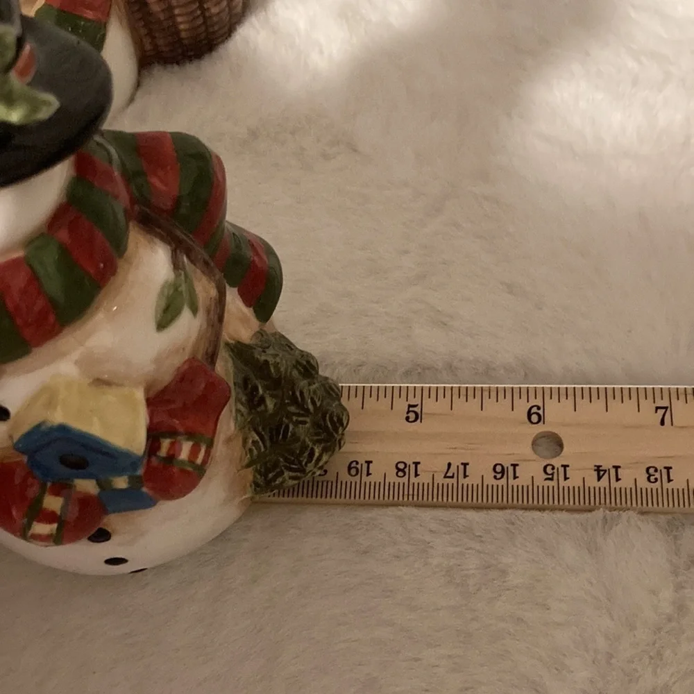 Ceramic Snowman Taper Candlestick Holders